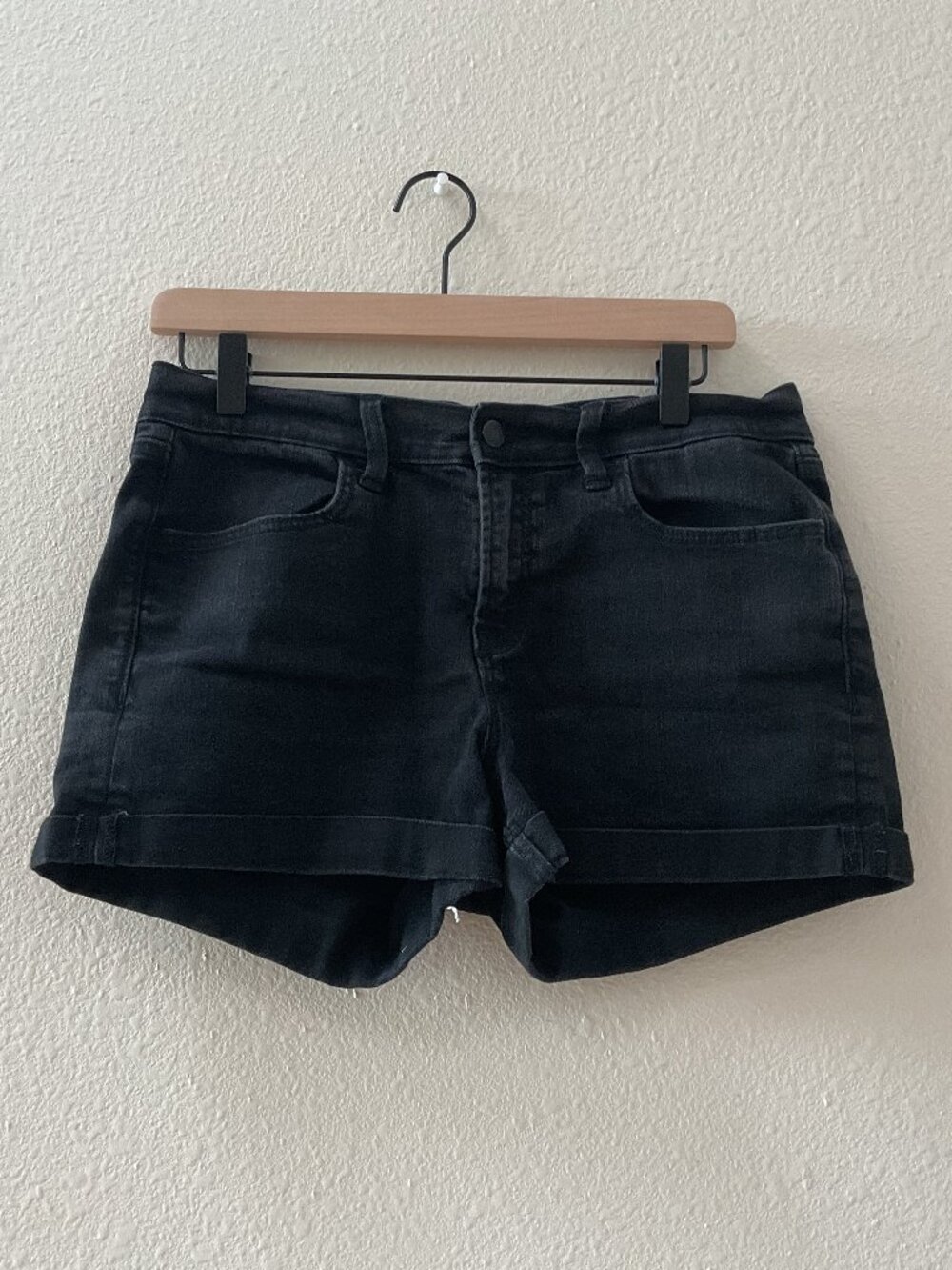 Old Navy Black Denim Shorts (Rolled Cuff)
